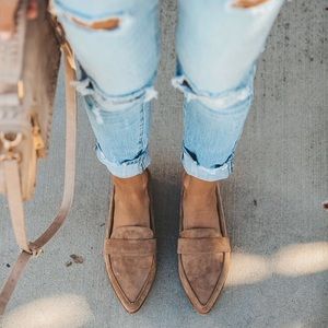 Faux suede loafers